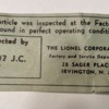 Lionel 6454 SP boxcar inspec slip