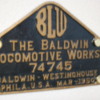 Baldwin Locomotive Works Original Builder Plate