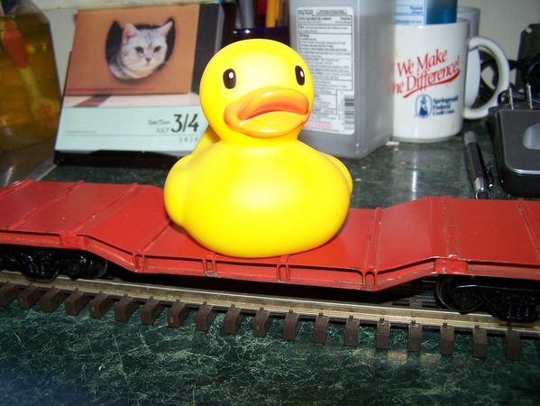 Rubber duckie on depressd-center flat