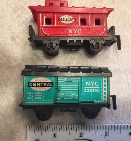 Tiny Tinplate Train Cars 