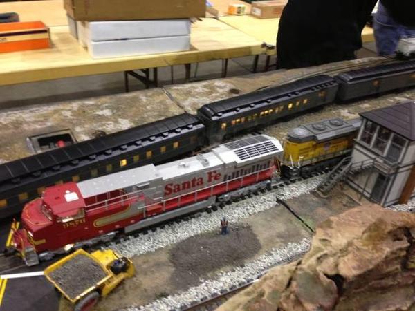 Trains on the O scale display