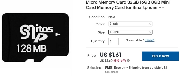128mb microsd memory card