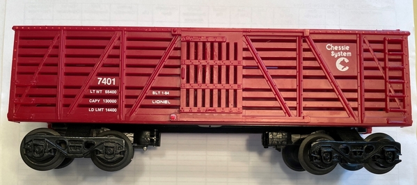 Lionel 7401 Chessie cattle car full side 1