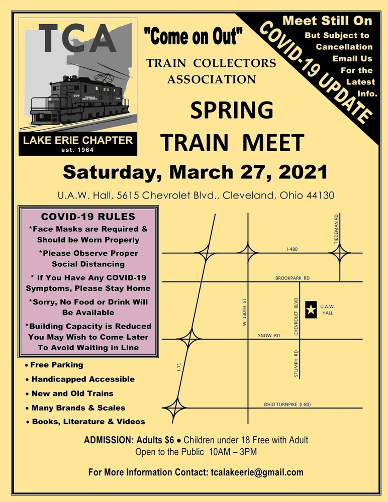 Train Collectors Association – Lake Erie Chapter Presents “Spring Train Meet”