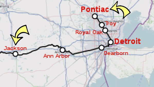 1A Amtrak Map Jackson to Pontiac
