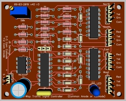 4-Way Traffic Signals CA-CC 74AC86 v4D PCB 3D