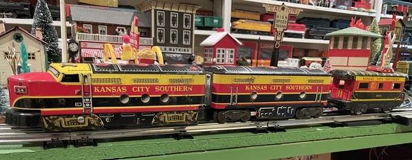 Marx KCS AB and 6 inch caboose from front