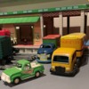 Trackside scene trucks at wharf freight