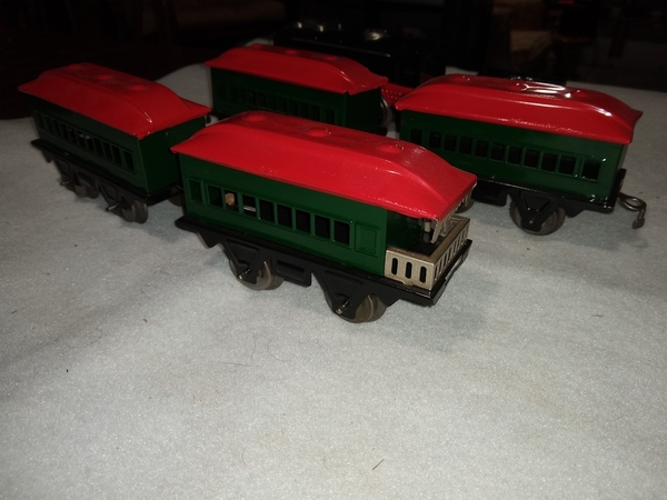 Passenger cars repainted with red roofs