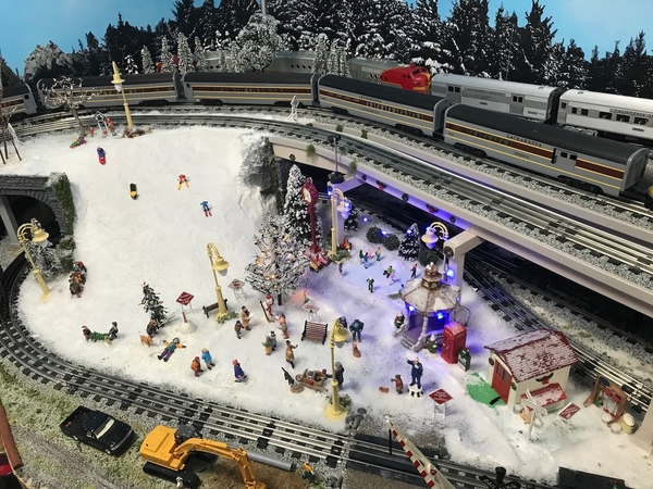 Christmas scene with sledding slope