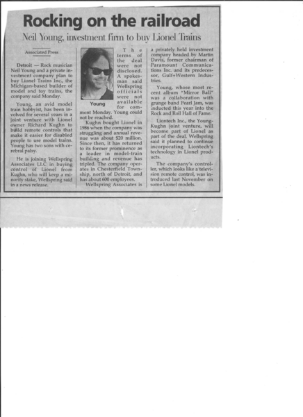 Lionel sale 1995 - news article