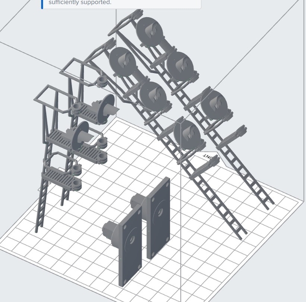 Single head and 3 head SL-55s ready to print support sprues omitted