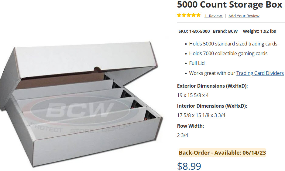 5000 Card Box  Holds 5,000 Cards - BCW Supplies