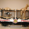 200 series Circus Flat Cars 2 003: 200 series circus flat car with two black circus cage wagons load