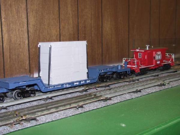 MP caboose with schnabel car Burnet 2003