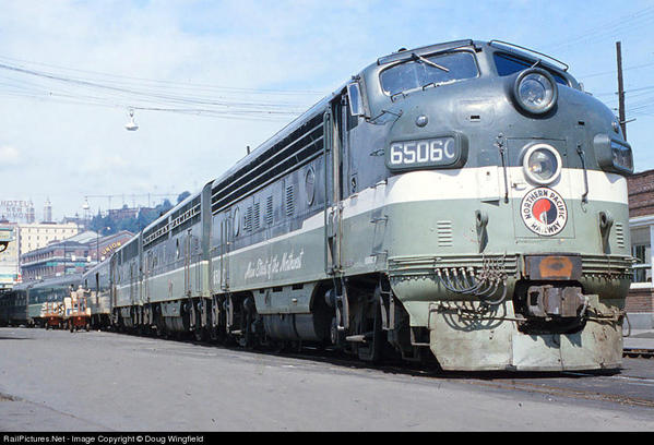 NP NCL departing Seattle 1962 Station in background