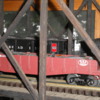 Suspended layout coal drag and MOW train 003