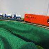 ILLINOIS CENTRAL waffle box car and Grand Trunk Western flat car