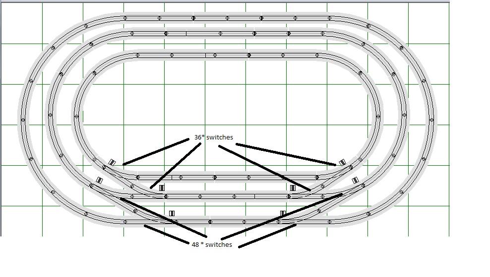 Railroad Crossing for Lionel O Fastrack 3-rail 48" curve. 