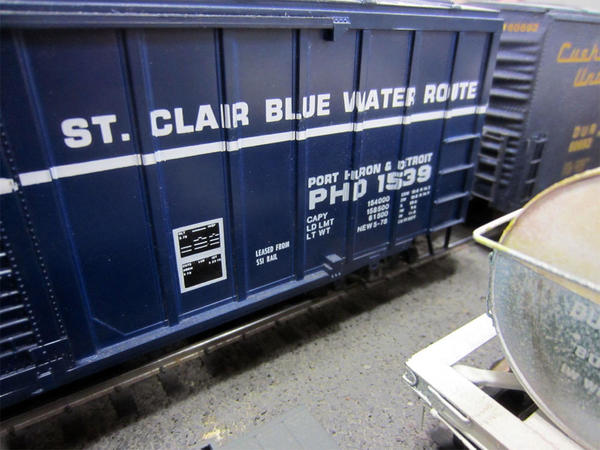 7 St Clair Blue Water Route Boxcar close up