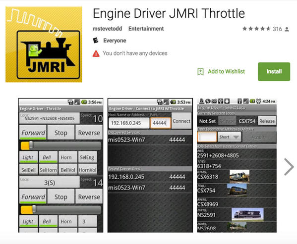 Engine Driver Smart Device Install