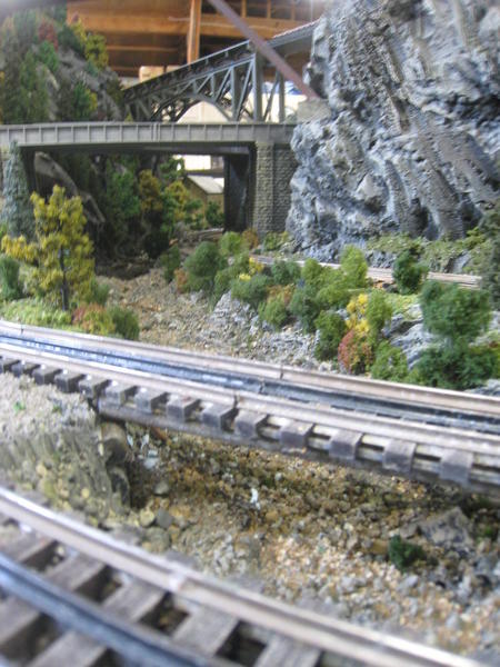 dry riverbed under the tracks & bridges