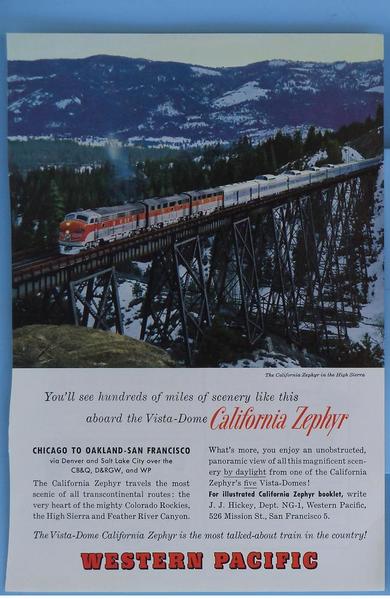 1957 mag ad for California Zephyr