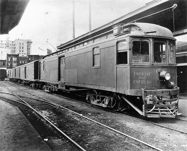 Columbus Delaware & Marion Electric Co. freight motor No. 301 at the Columbus Interurban Terminal located on Third Street between Town and Rich Streets.
