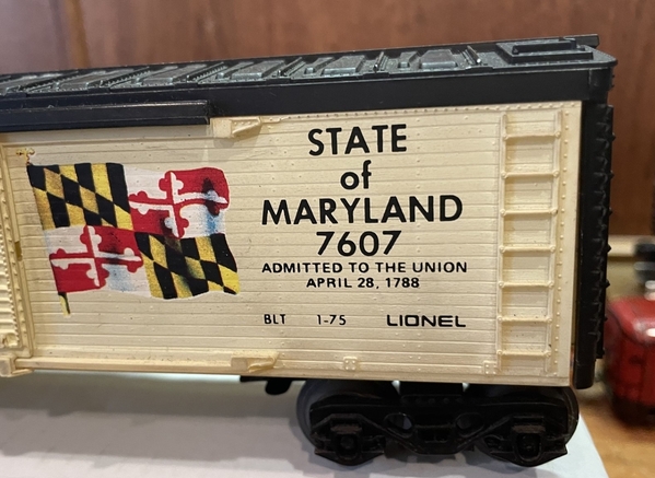 Lionel 7607 Md State Box state flag view