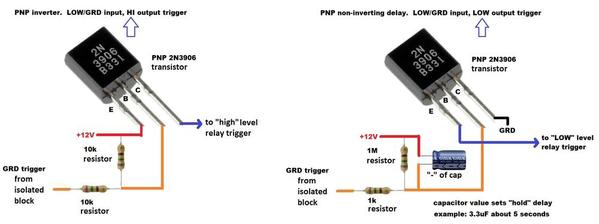 PNP r and rc input to relay module
