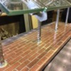 Glass top station: close up of bottom glass support, one on each corner