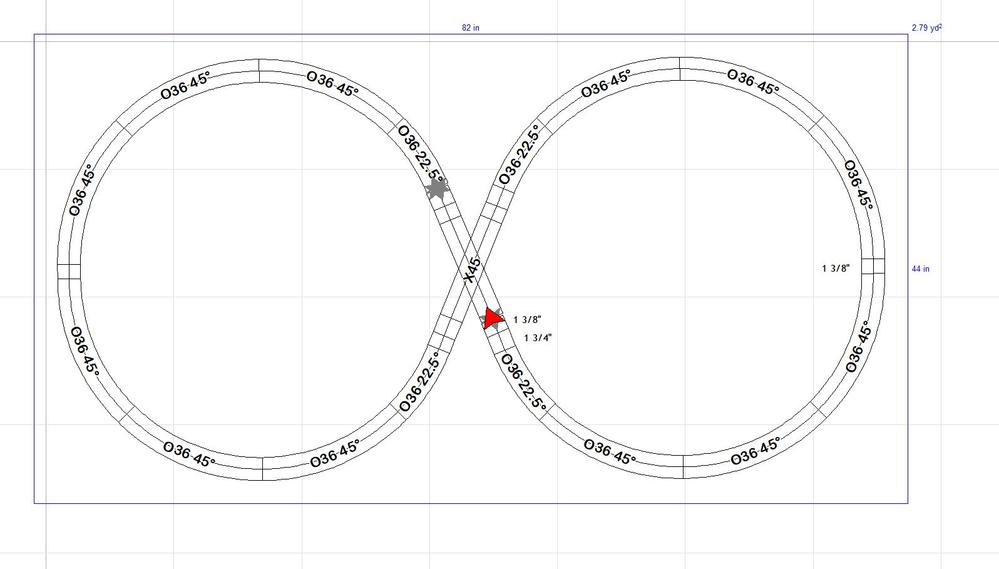 Fastrack Figure 8 using 036 curves and 45d crossing | O Gauge