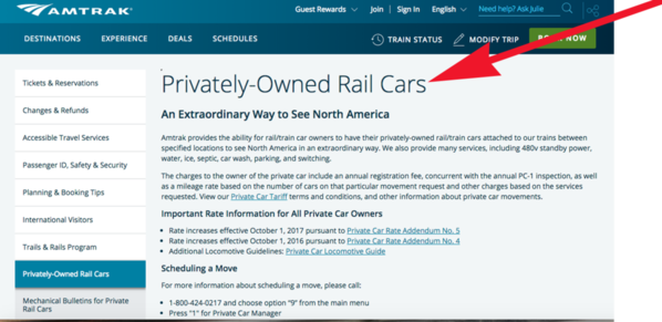 1 Amtrak Privately Owned Rail Cars