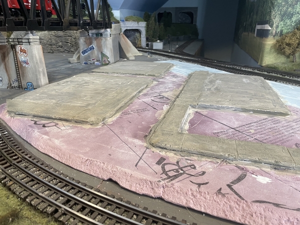 O Scale sidewalks and foundations-painted
