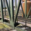 3-span O scale truss bridge painted and weathered (with walkway)