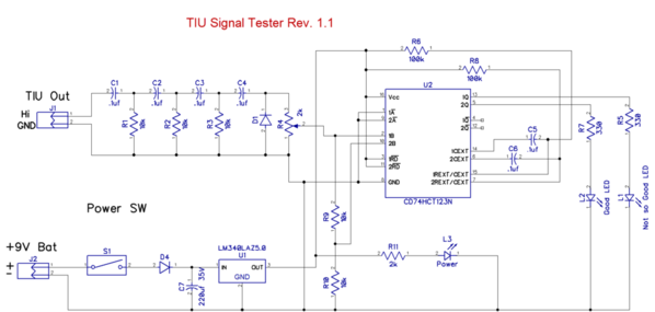 TIU Signal Tester Rev. 1.1 Schematic