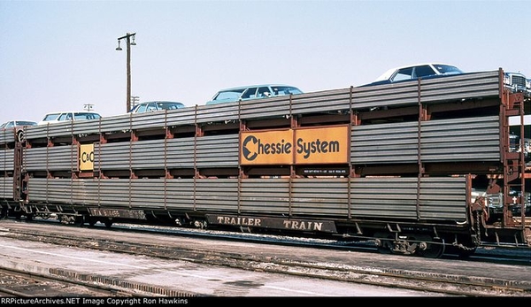 C&O Chessie System auto rack TTX TRAILER TRAIN flat car--ron-location
