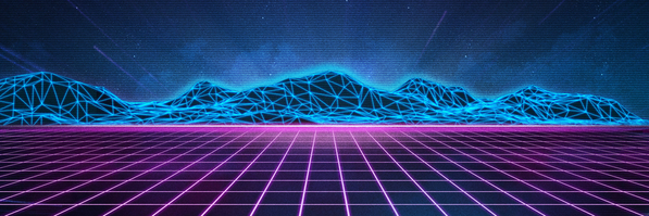 neon grid plain mountain