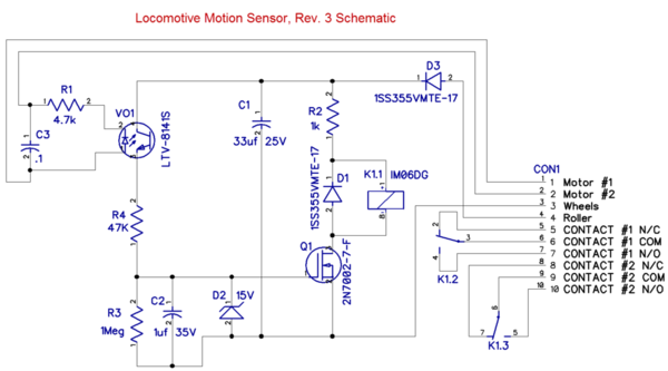 Locomotive Motion Sensor, Rev. 3 Schematic